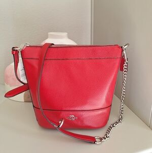 NWT COACH Paxton Duffle Crossbody Shoulder Red Silver Tone Leather Bag - F76668